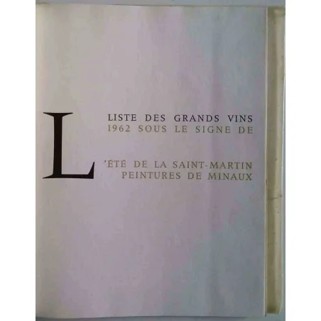 Nicolas liste des grands vins 1962 : L’Été de la Saint-Martin peintures de Minaux