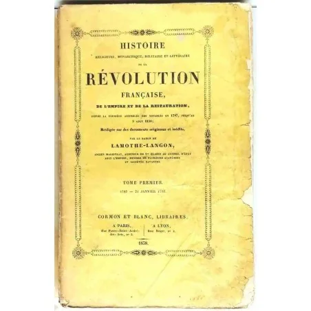 Histoire de la Révolution française, par Lamothe-Langon, Tome 1, Cormon et Blanc libraires