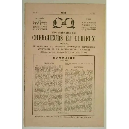 L’Intermédiaire des chercheurs et curieux, numéro 205