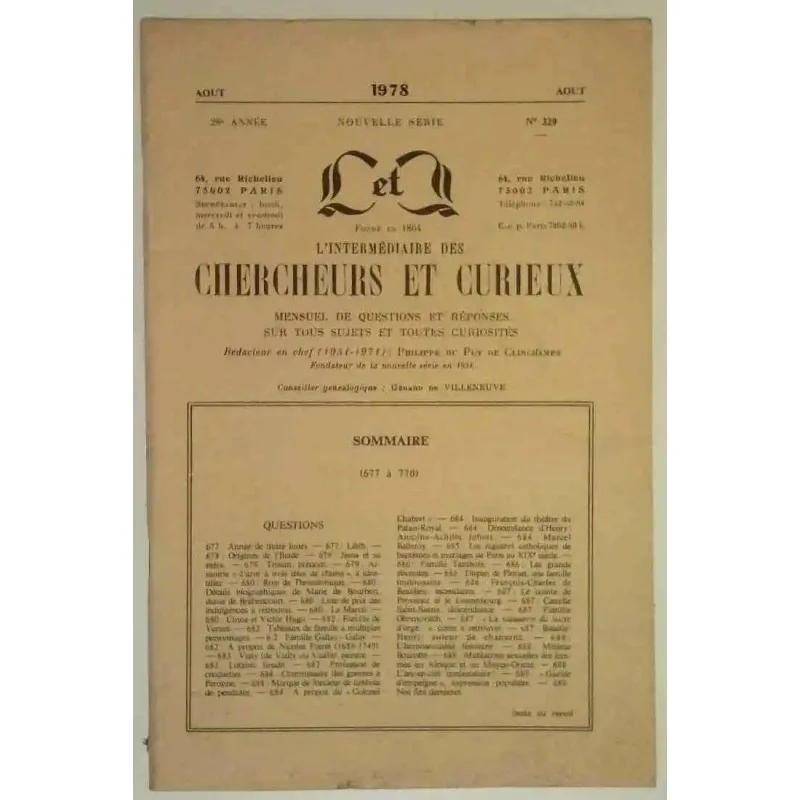 L’Intermédiaire des chercheurs et curieux, numéro 329