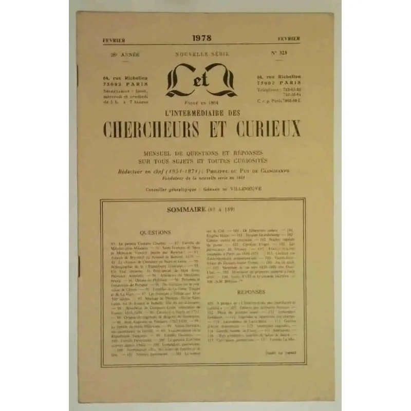 L’Intermédiaire des chercheurs et curieux, numéro 323