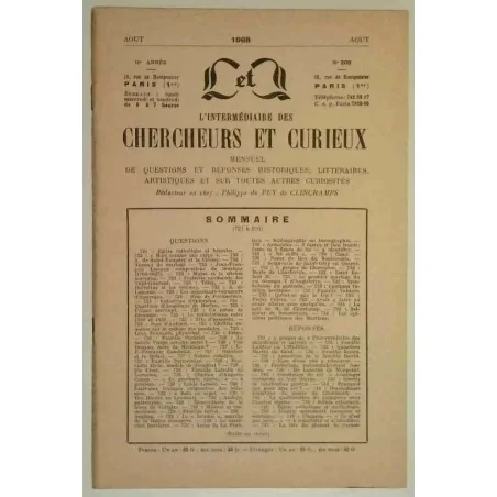 L’Intermédiaire des chercheurs et curieux, numéro 209