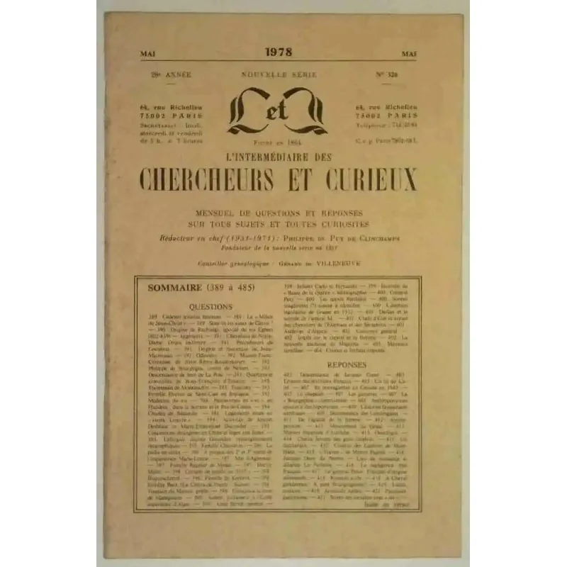 L’Intermédiaire des chercheurs et curieux, numéro 326