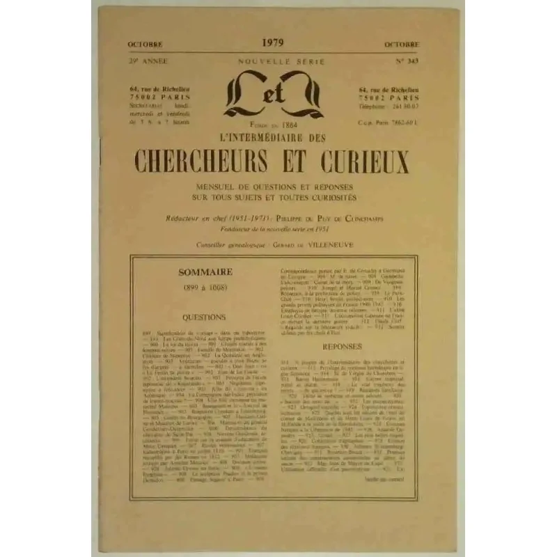 L’Intermédiaire des chercheurs et curieux, numéro 343