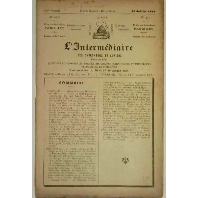 L’Intermédiaire des chercheurs et curieux, numéro 1333