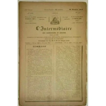 L’Intermédiaire des chercheurs et curieux, numéro 1318