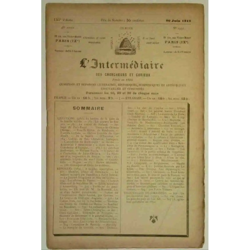 L’Intermédiaire des chercheurs et curieux, numéro 1331
