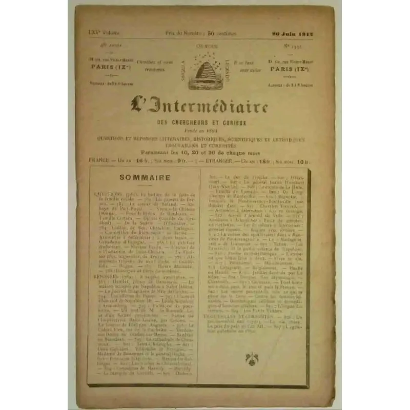 L’Intermédiaire des chercheurs et curieux, numéro 1331