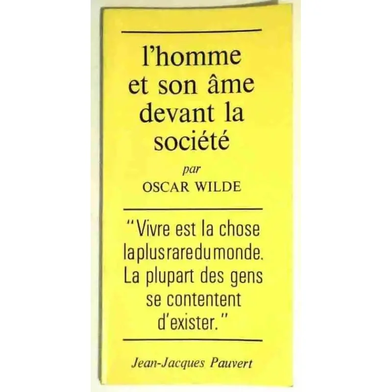 Couverture du livre "L’Homme et son âme devant la société" Oscar Wilde, édition Pauvert 1971,