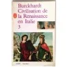 Couverture du tome 3 de La Renaissance en Italie par Burckhardt, consacré aux mœurs et religions au XVIe siècle.