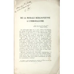 De la morale bergsonienne à l’immoralisme, par Raphaël Cor, extrait du Mercure de France