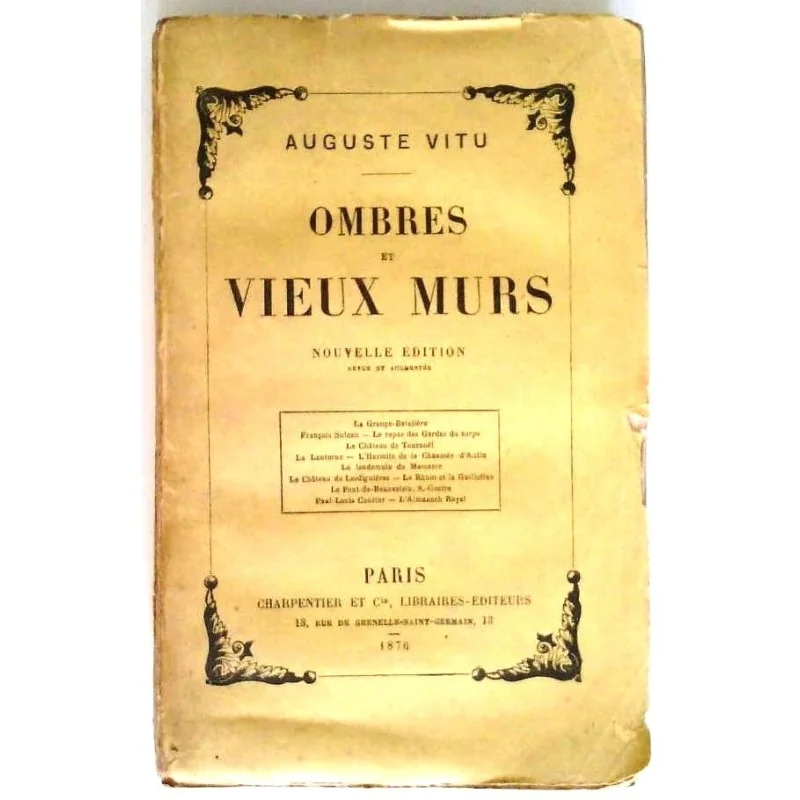 Ombres et vieux murs, par Auguste Vitu, Charpentier libraires-éditeurs.