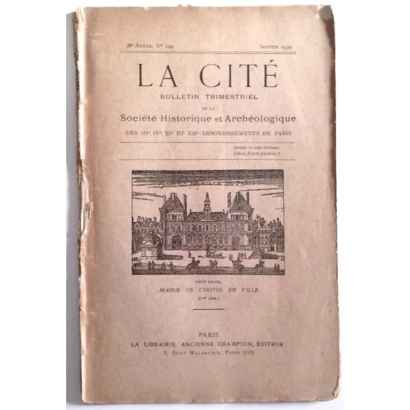 La Cité Société historique et archéologique de Paris n° 149 , Champion éditeur.