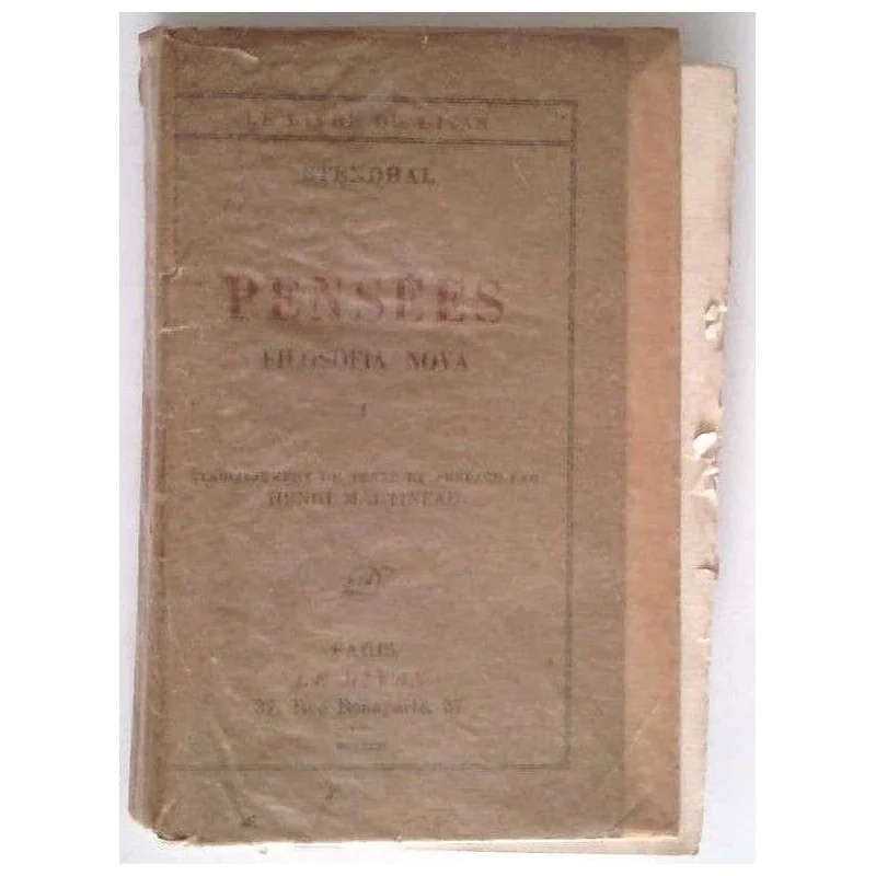 Pensées Filosofia Nova tome 1, par Stendhal, Éditions Le Divan